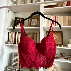 Victoria's Secret Red Lace Bustier Bra Top Corset